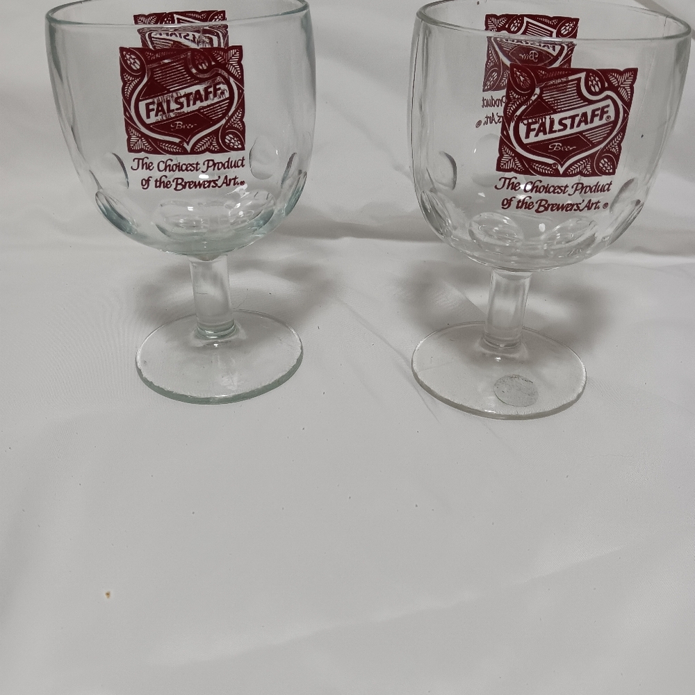 2 Vintage Falstaff Goblet Glasses 6 1/8" Tall